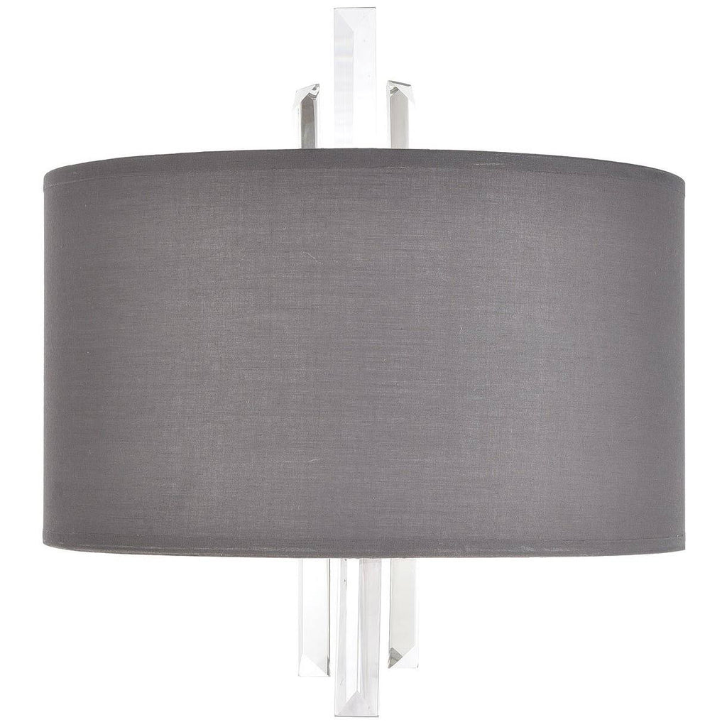 2-Light Sconce in Satin Nickel with Graphite Fabric T6781