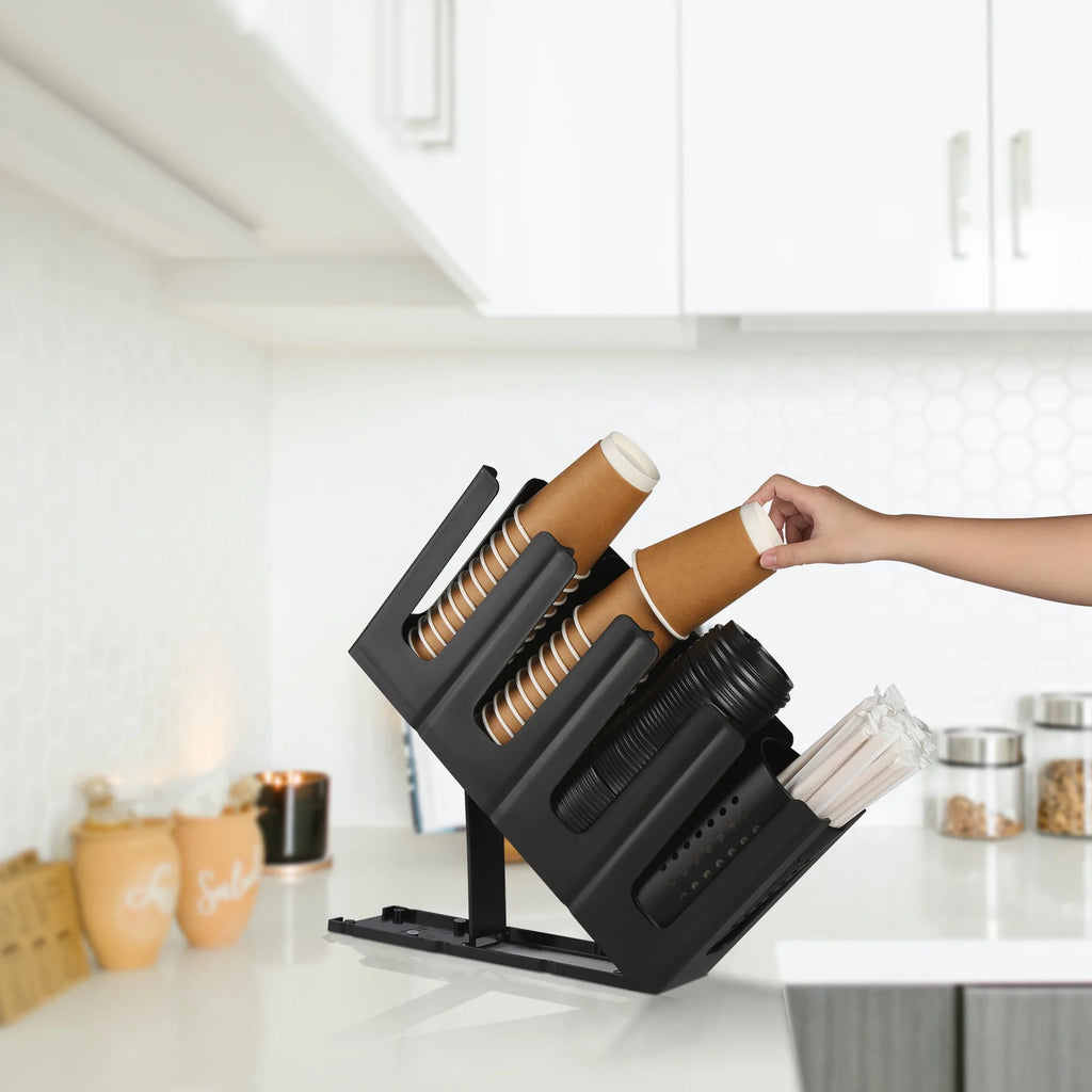 Paper Cup and Lid Holder with Straw Organizer T348876