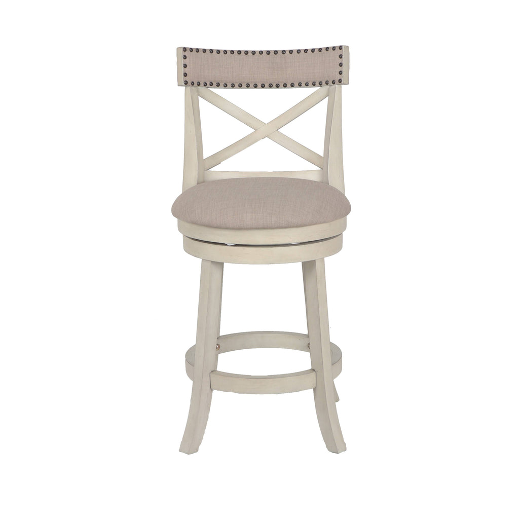 Antique White 24-Inch Counter Stool with Fabric Seat O314961
