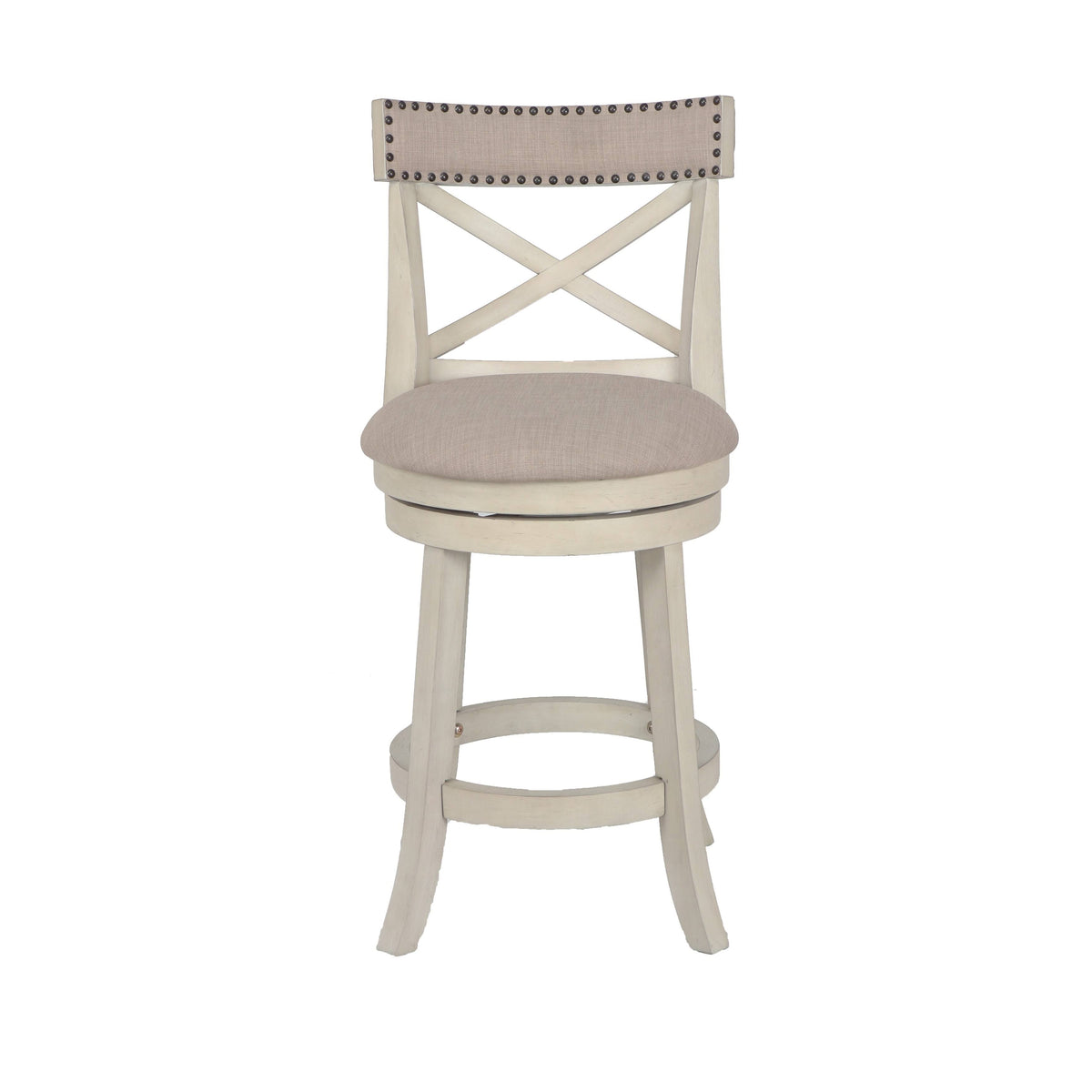 Antique White 24-Inch Counter Stool with Fabric Seat O314961