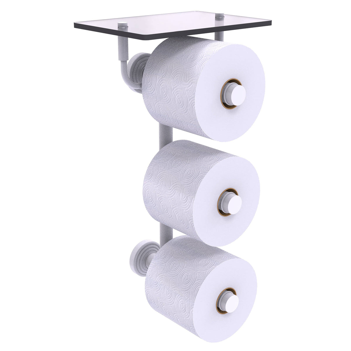 Wall Mount Toilet Paper Holder with Glass Shelf Matte White F1015