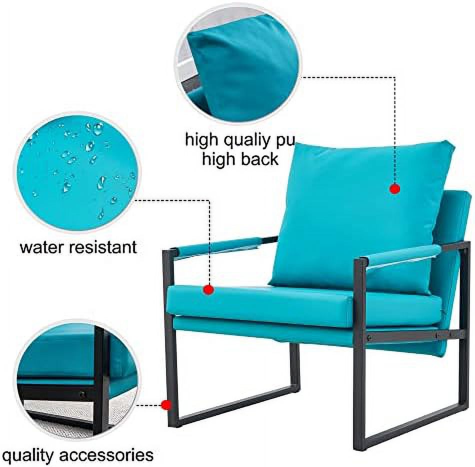 White PU Leather Accent Chair with Metal Frame C608