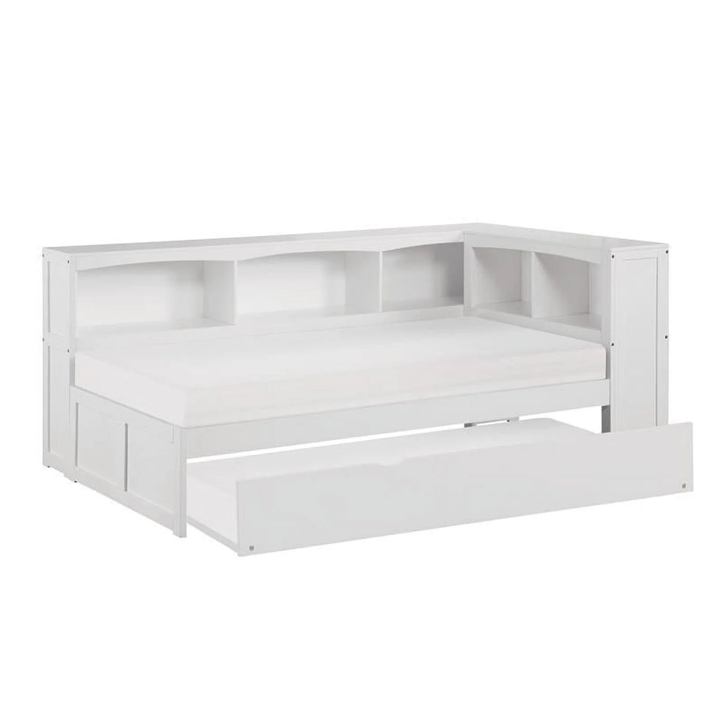 White 5-Shelf Wood Twin Corner Bed E29889