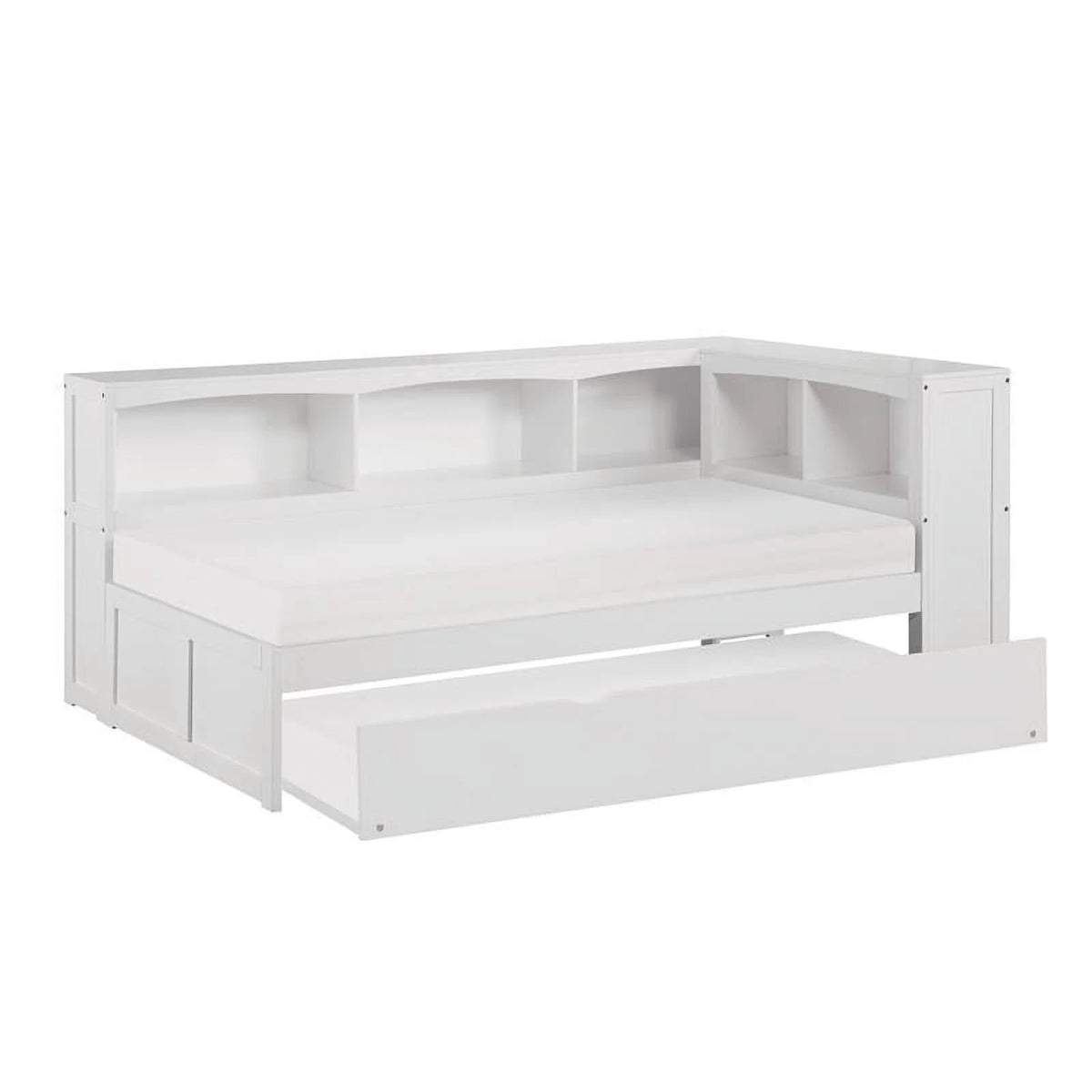 White 5-Shelf Wood Twin Corner Bed E29889