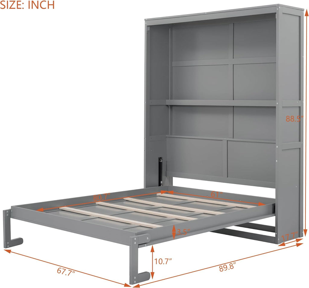 Queen Size Grey Wood Murphy Bed H653
