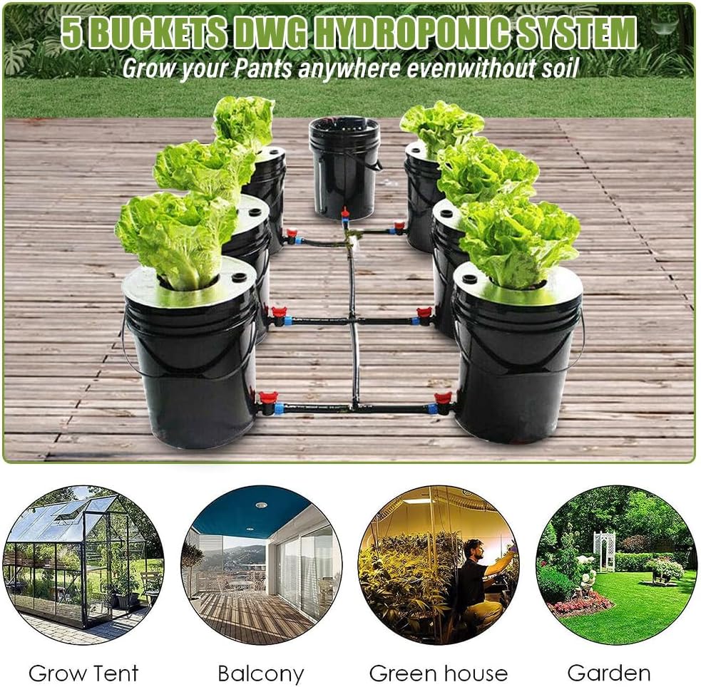 7 Bucket 5 Gallon Hydroponic Growing Kit with Pump K85837