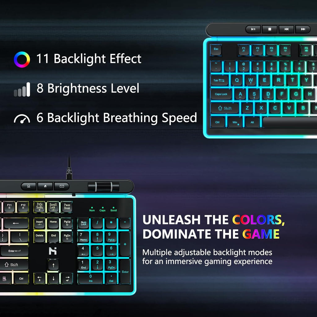 104 Keys RGB Backlit Wired Gaming Keyboard and Mouse Combo N1543