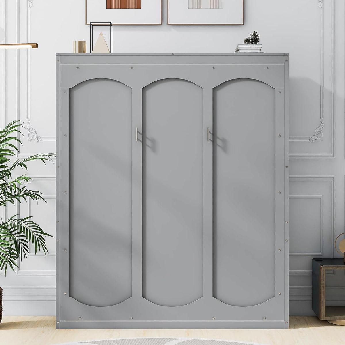 Queen Size Grey Wood Murphy Bed H653