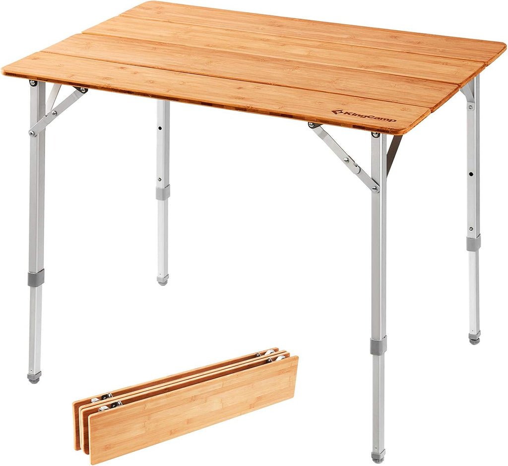 Bamboo Folding Camping Table with Carry Bag W155