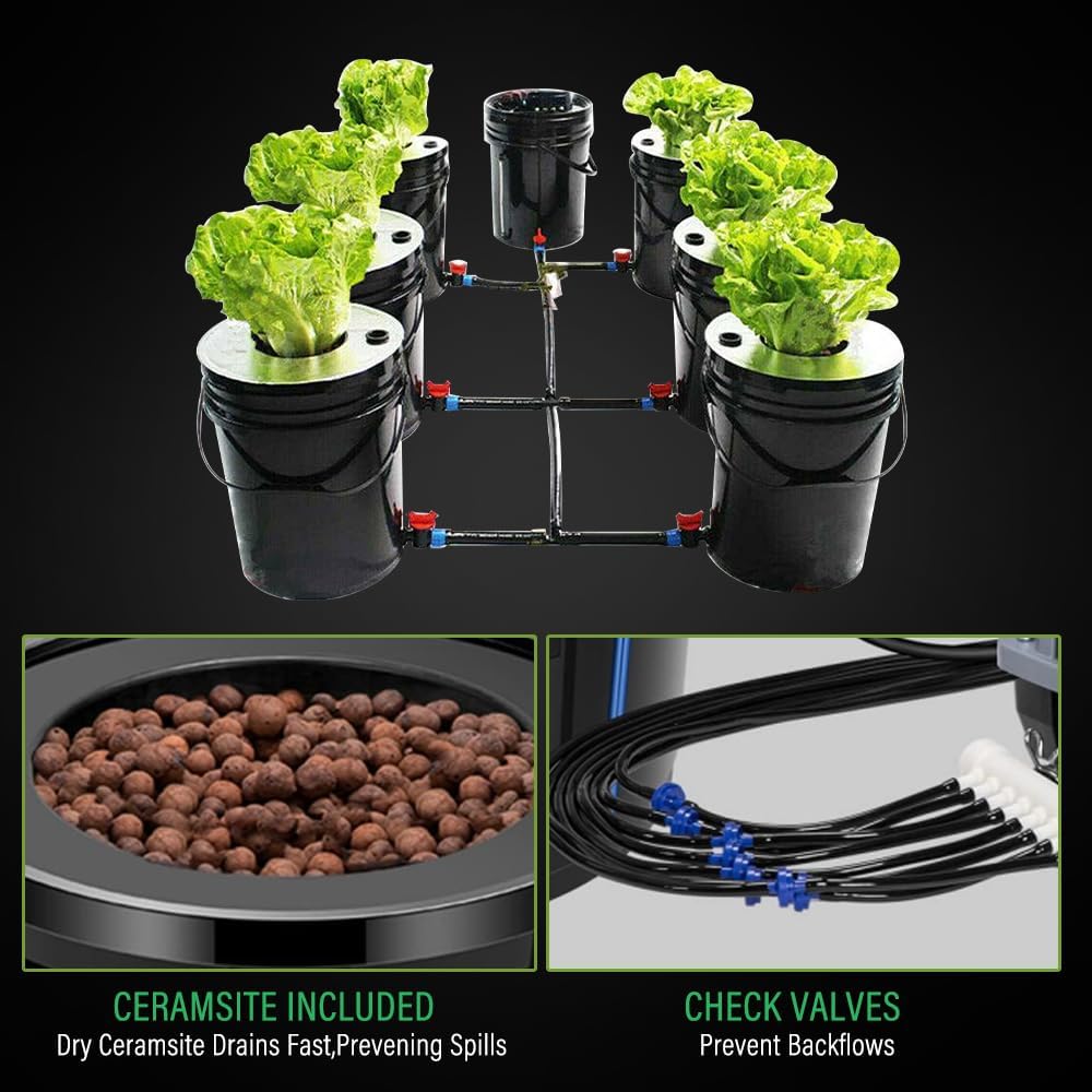 7 Bucket 5 Gallon Hydroponic Growing Kit with Pump K85837