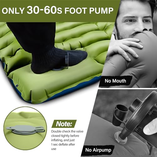 Ultralight Inflatable Sleeping Pad with Built-in Pillow Foot Pump F2071