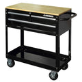 36 in. 3-Drawer Rolling Tool Cabinet Cart with Wood Top Black D34004