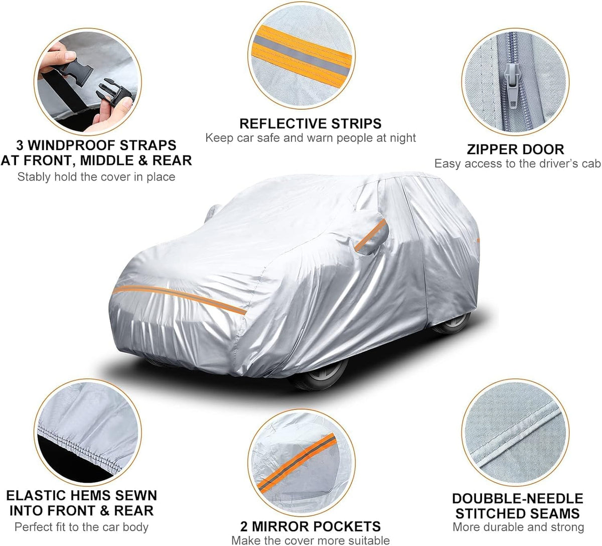 Waterproof All Weather Car Cover with Zipper Door & Storage Bag U252