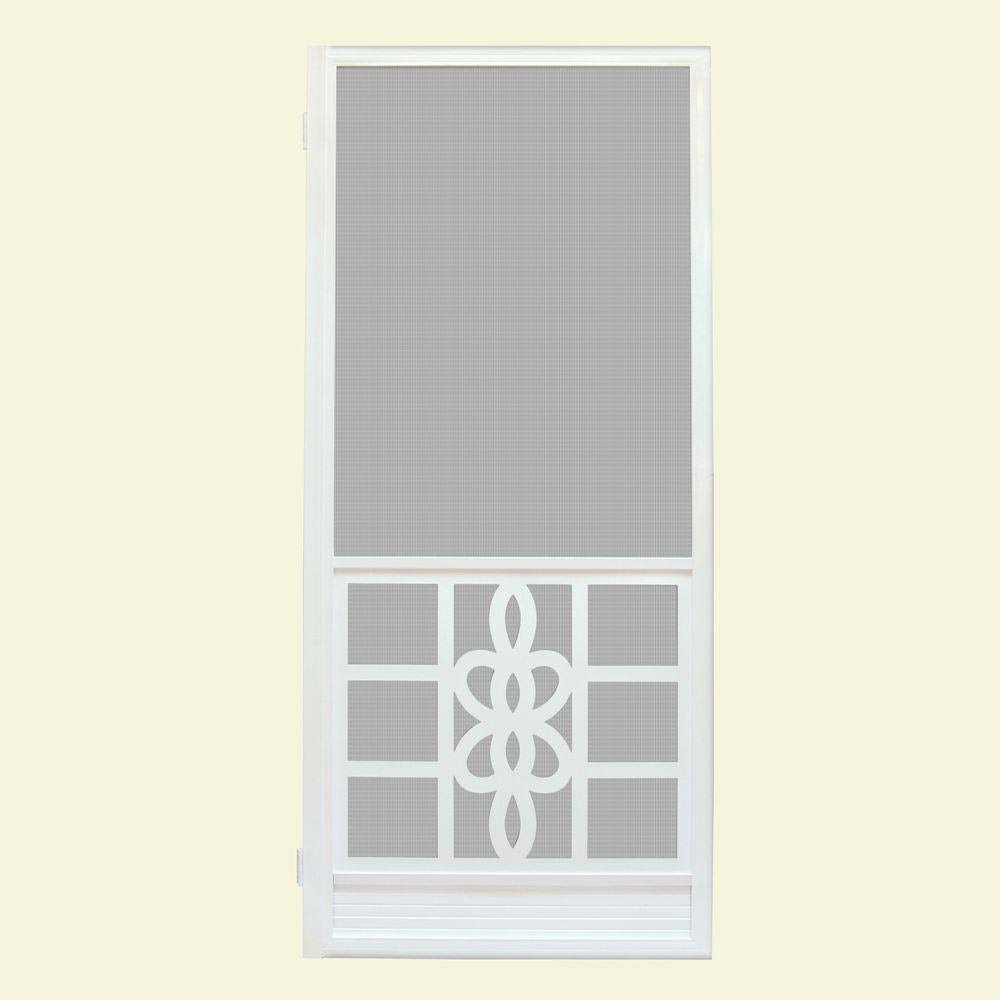 36 in. x 80 in. White Outswing Metal Screen Door V75680