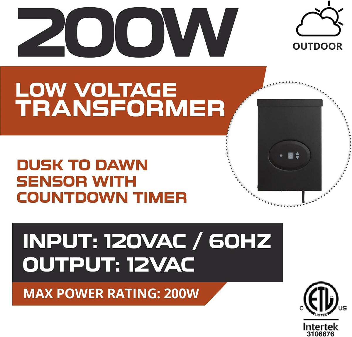 200 Watt Low Voltage Transformer for Landscape Lights H787084