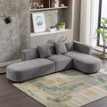 L Shape Curved Sofa with Extra Chaise Lounge, Chenille Upholstery Deep Seat Sectional Couch V17025