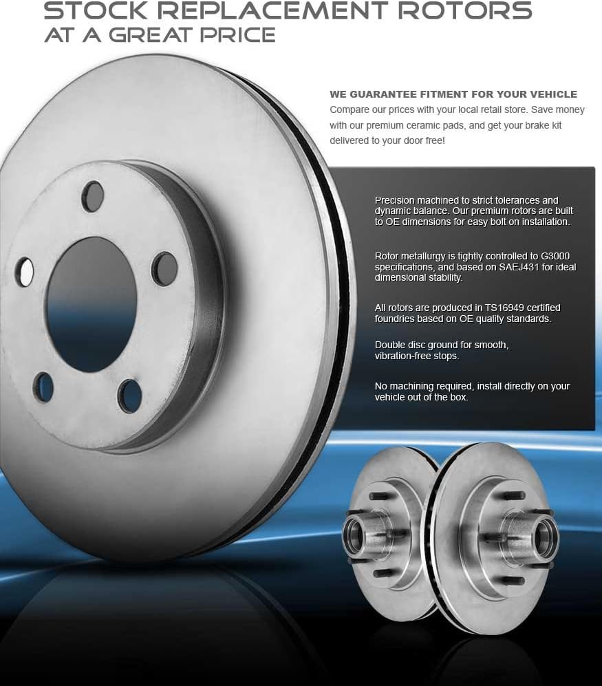 Premium Rear Brake Rotors + Ceramic Pads + Clips Q70952