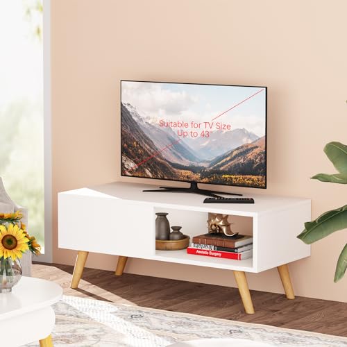 Wood Aesthetic Coffee Table with Storage, 39.4 * 19.7 * 18.5 in (Rust Brown) I87063