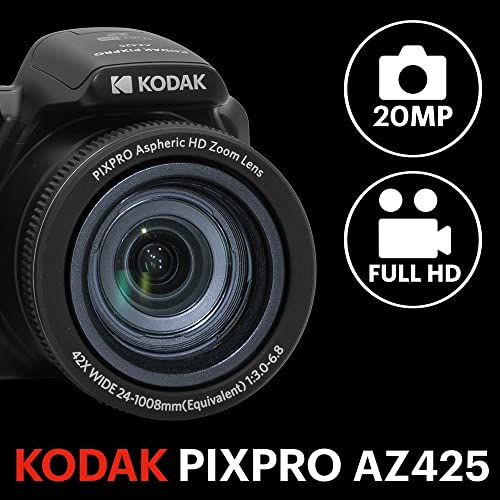 20MP Digital Camera 42X Optical Zoom 24mm Wide Angle Lens 1080P Full HD Video Optical Image Stabilization Li-Ion Battery 3" LCD Black U1123