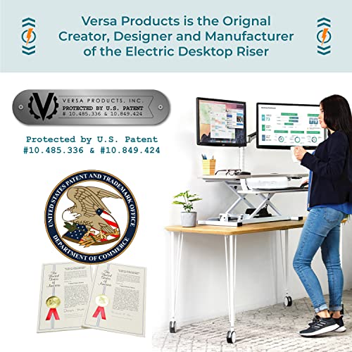 Black Electric Standing Desk Converter with Keyboard Tray and USB Port X464