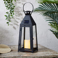 Black Metal Solar Powered LED Outdoor Candle Lantern I6170