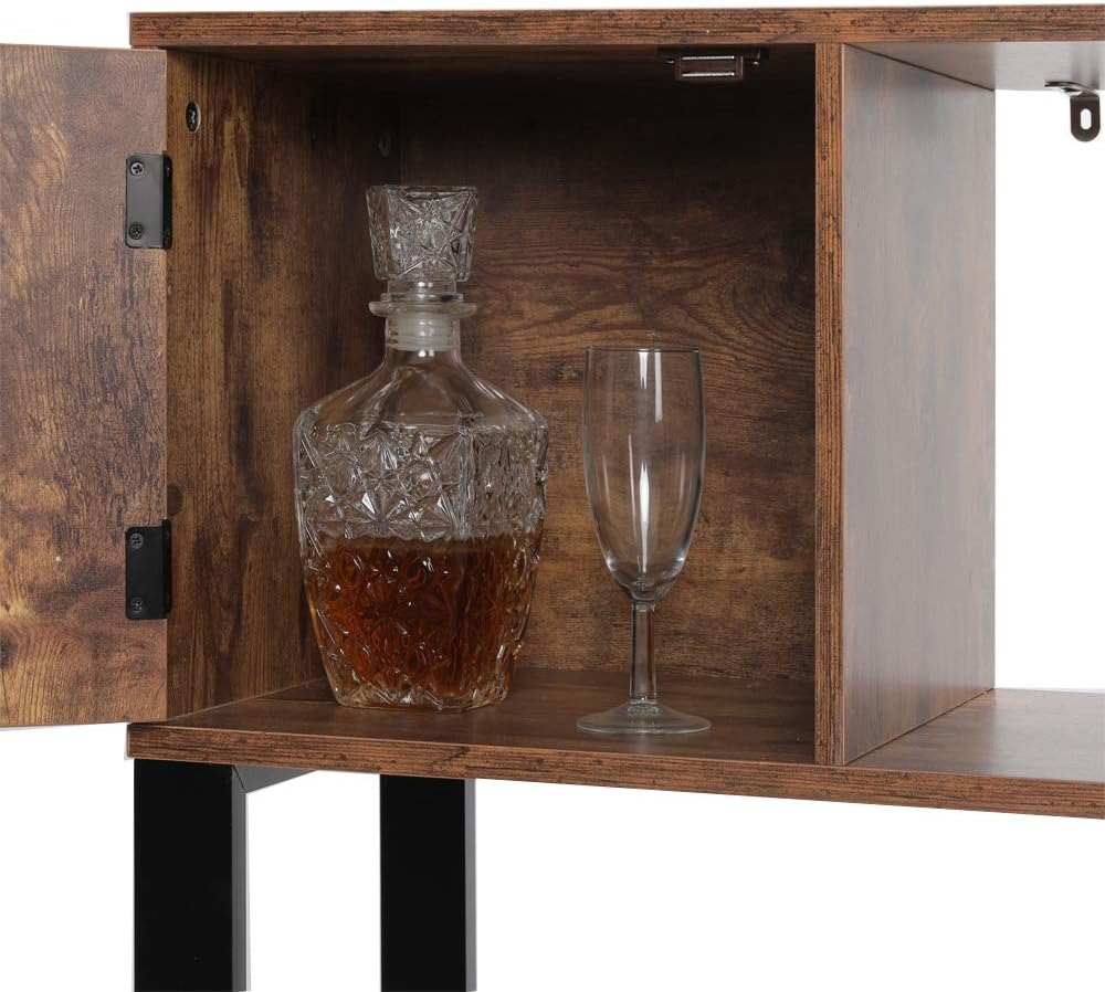 4 Tier Rustic Brown Bookcase with 4 Cube Storage Cabinet B37773