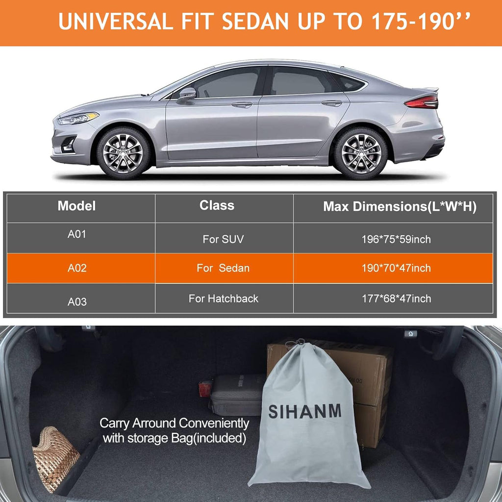 Waterproof All Weather Car Cover with Zipper Door & Storage Bag U252