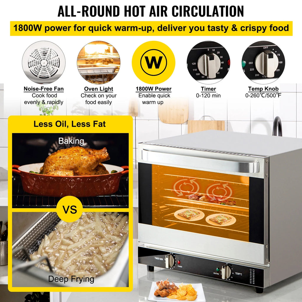 Commercial Convection Oven, 66L, 1800W, 4-Tier U800226