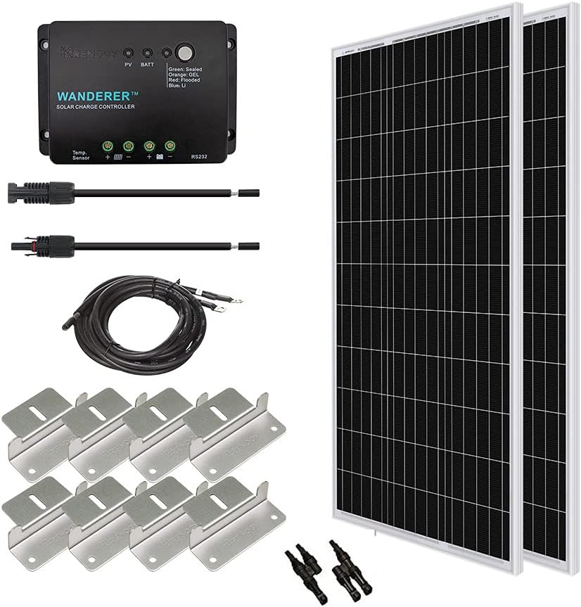 200 Watt 12 Volt Monocrystalline Solar Panel Starter Kit with 30A PWM Charge Controller D3201