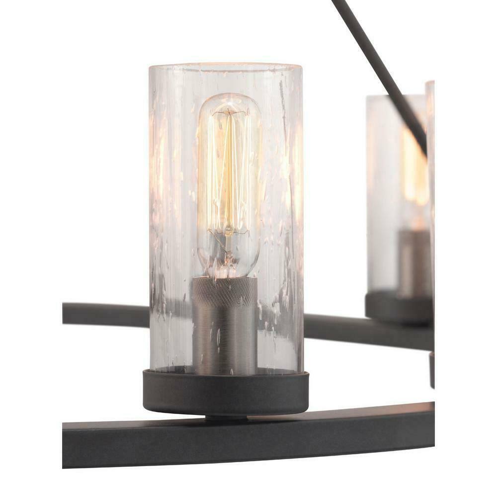 15-Light Graphite Chandelier with Clear Seeded Glass J789698