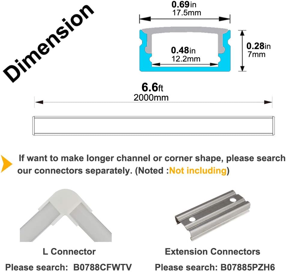 10-Pack 6.6ft U Shape LED Aluminum Channel System with Milky Cover E333949