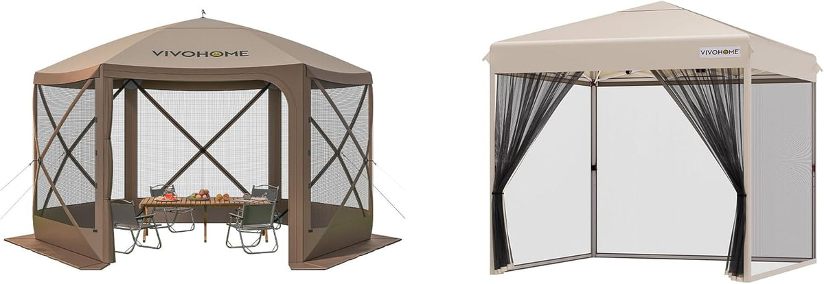12x12ft Pop-Up Gazebo Screen Tent with Mosquito Netting V462