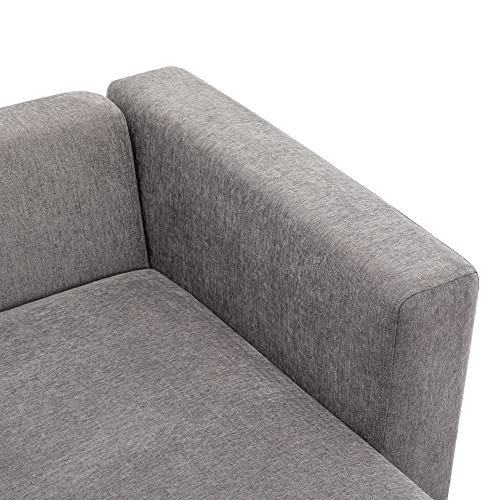 L Shape Curved Sofa with Extra Chaise Lounge, Chenille Upholstery Deep Seat Sectional Couch V17025