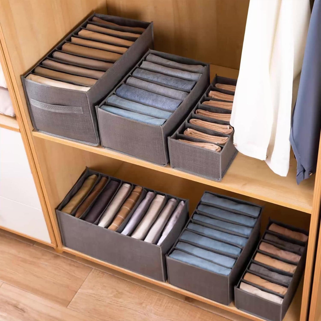 4 Packs 6-Compartment Clothes Organizer Drawer With Handles A4131