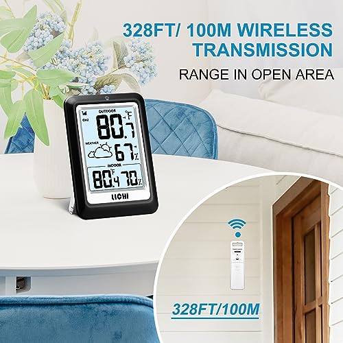 Wireless Weather Station Thermometer Hygrometer with Backlight Display I70187