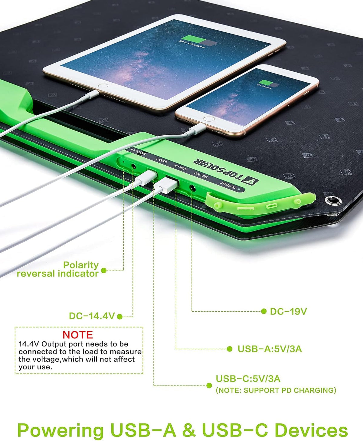60W Foldable Portable Solar Panel Charger Kit with Dual USB Ports X9745