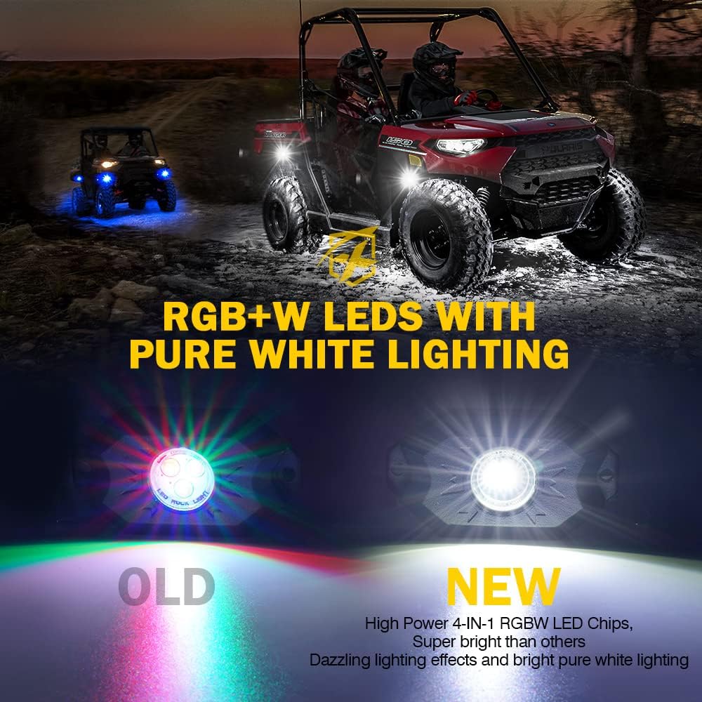 Multicolor LED Rock Lights Kit with Bluetooth Remote, 8 Pods U3623