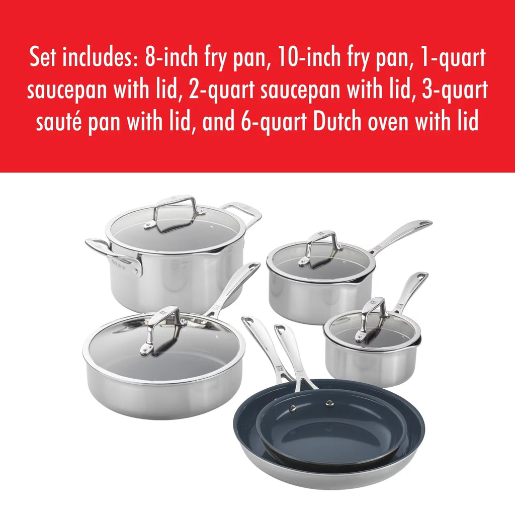 Stainless Steel Ceramic Nonstick Fry Pan with Lid D1274