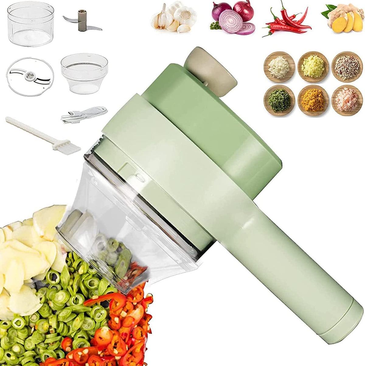 4 in 1 Rechargeable Electric Vegetable Cutter Set X84543