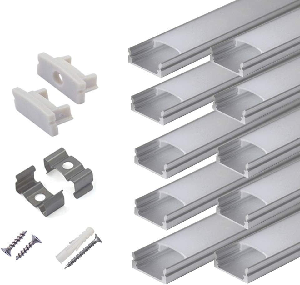 10-Pack 6.6ft U Shape LED Aluminum Channel System with Milky Cover E333949