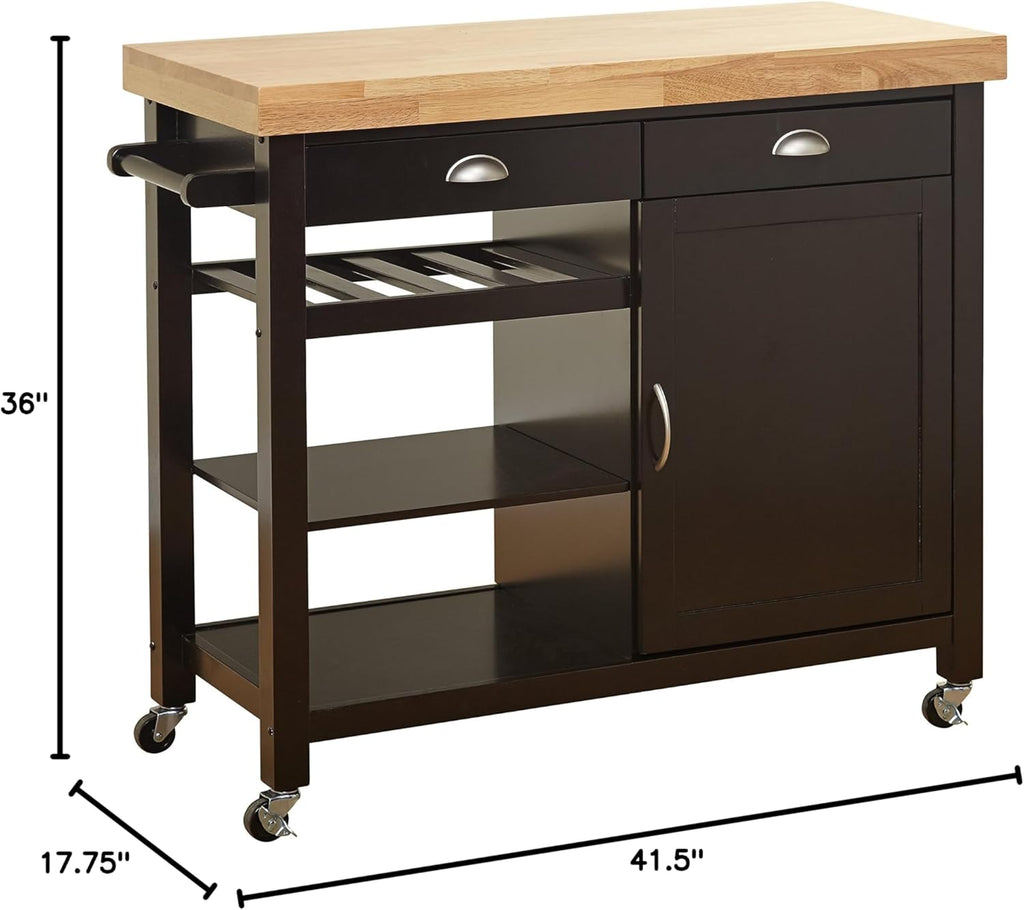 Wenge/Natural Storage Kitchen Cart X81942