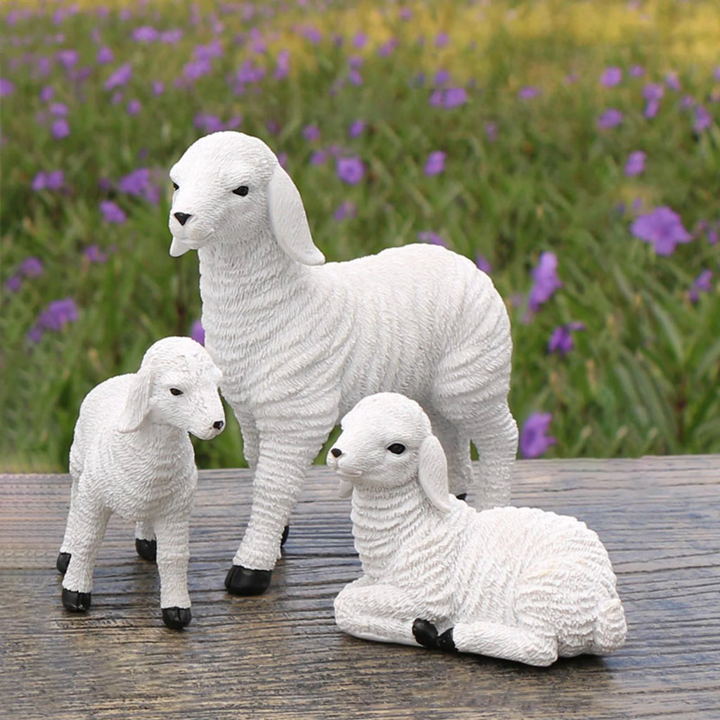 Set of 2 Resin Lamb Figurine Decoration C421368