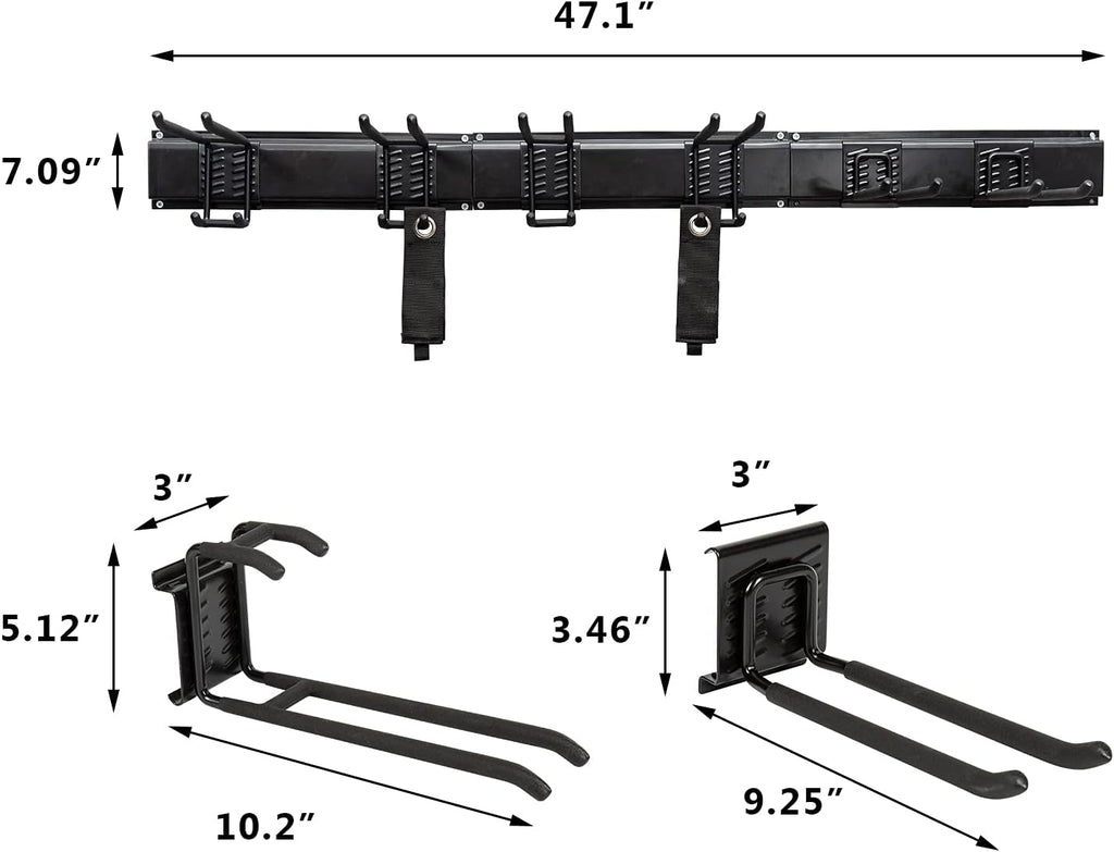 Heavy Duty Steel Tool Storage Rack with Wall Hooks Pack of 2 E74592