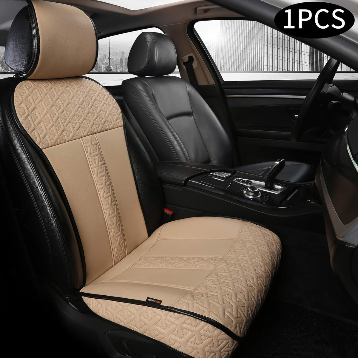 Leather PU Car Seat Cover Black 2PCS C72918