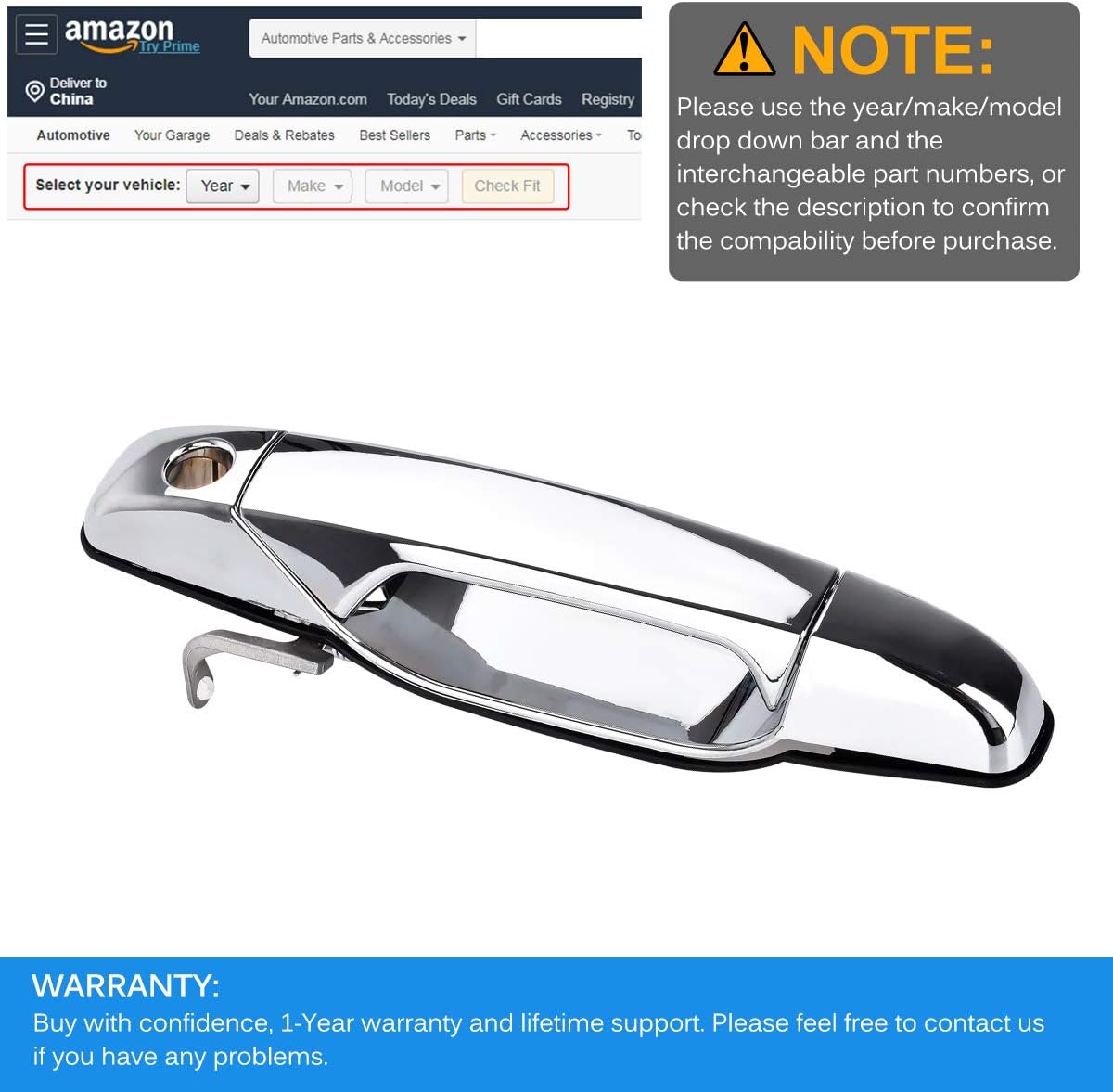 Exterior Door Handle Front Driver Side Replacement E84805