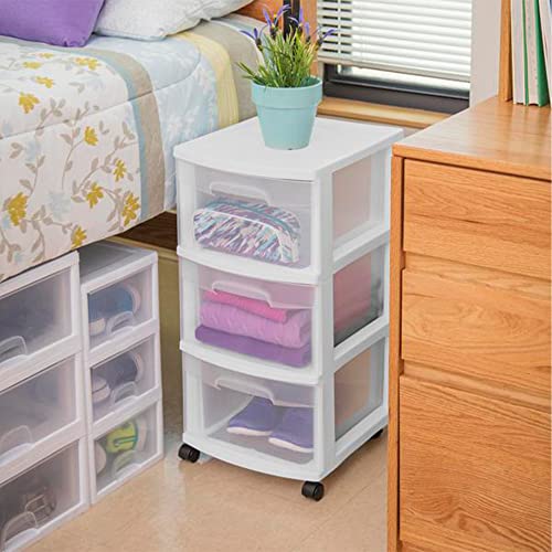 White 3 Drawer Plastic Rolling Storage Cart, 2-Pack H5492