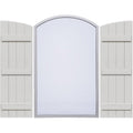 Rustic Faux Wood Shutters with Elliptical Arch Top F5985