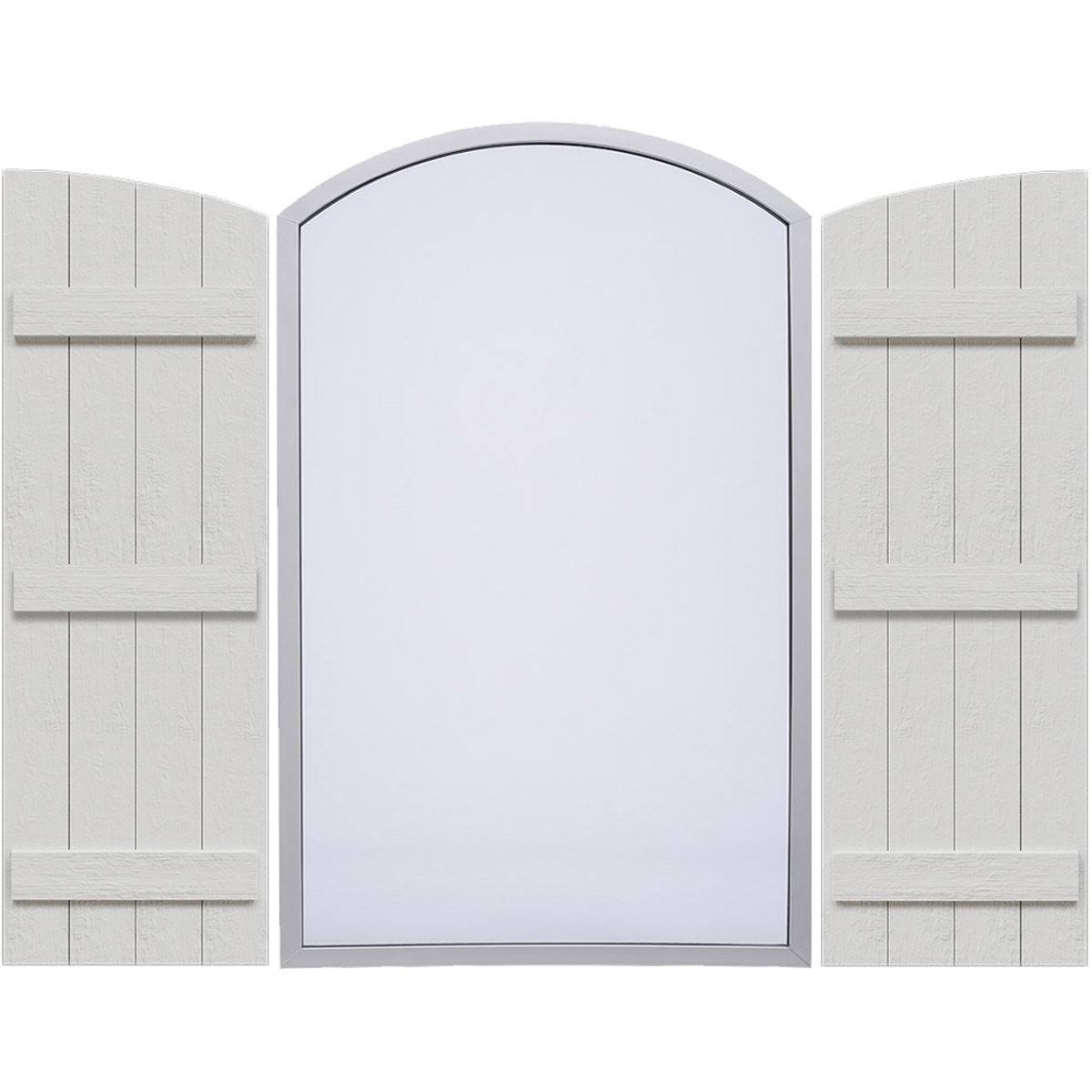 Rustic Faux Wood Shutters with Elliptical Arch Top F5985