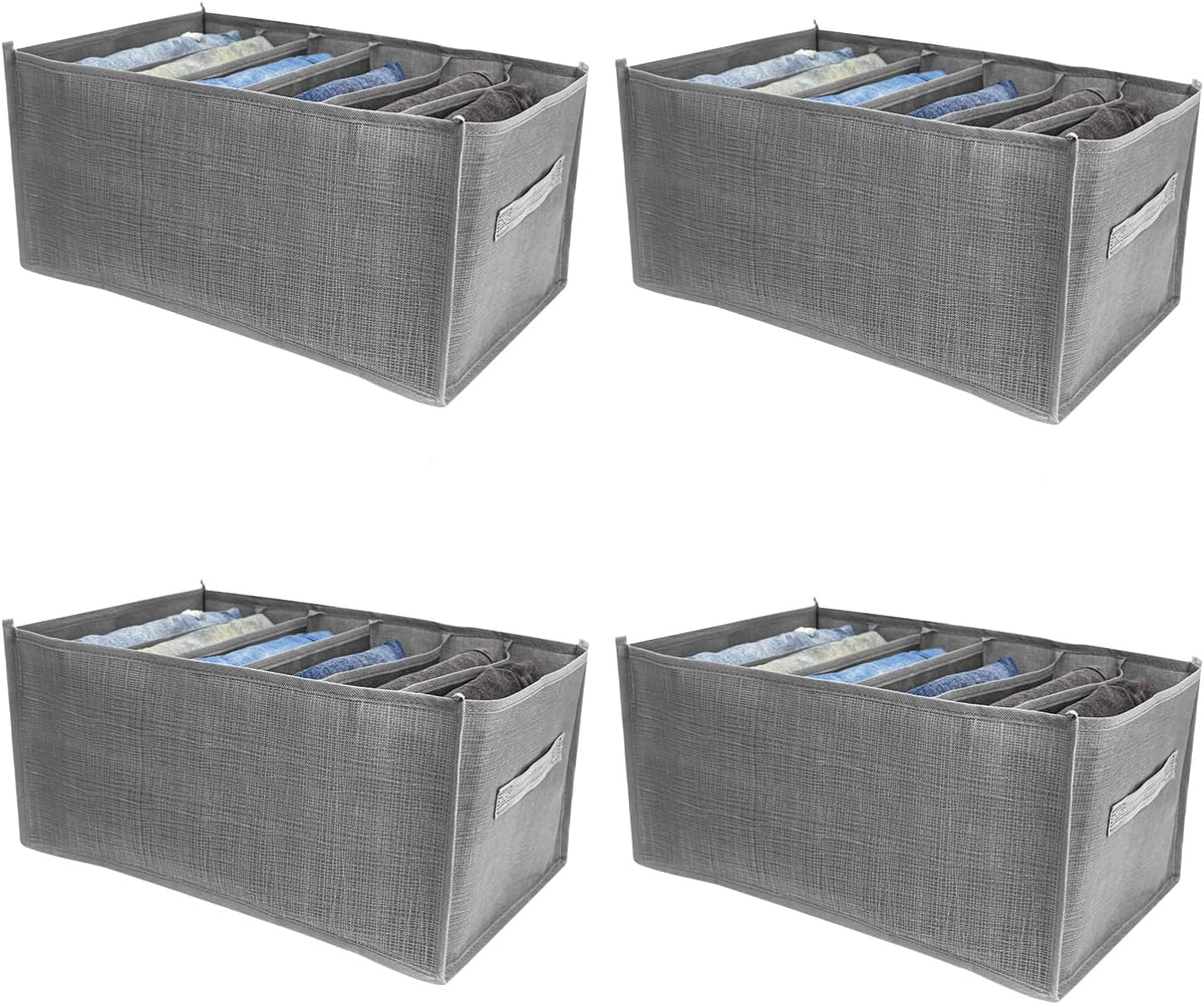 4 Packs 6-Compartment Clothes Organizer Drawer With Handles A4131