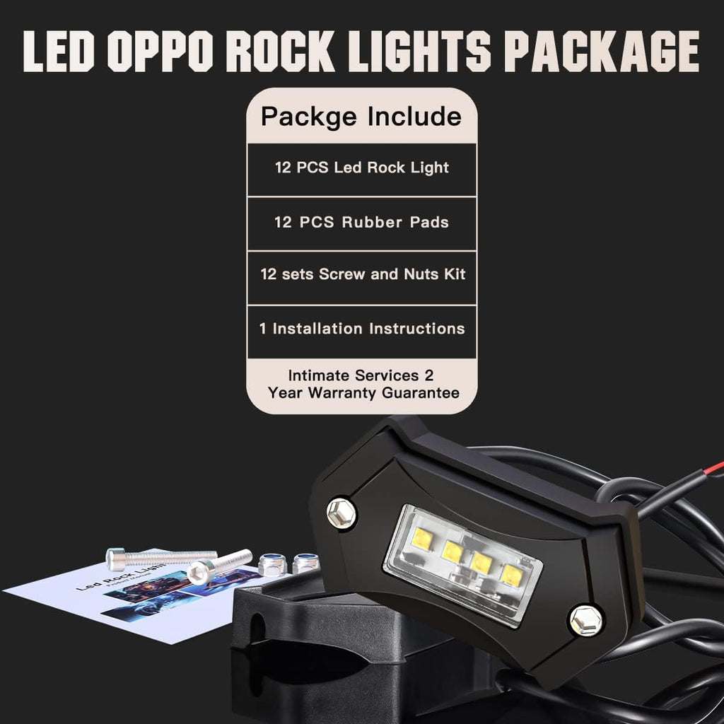 White 12PCS LED Rock Lights O894